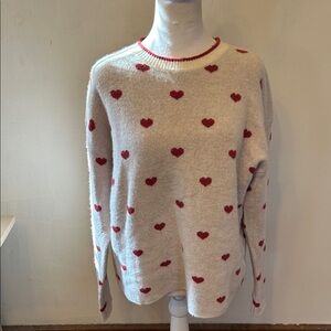 Splendid Heart Patterned Cream Sweater Size M EUC